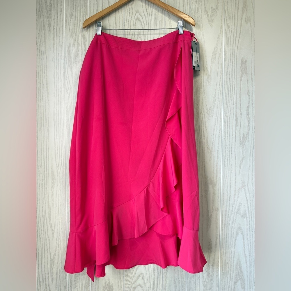 Karl Lagerfeld Paris Hot Pink Ruffle Midi Skirt – Size 16 (NWT)